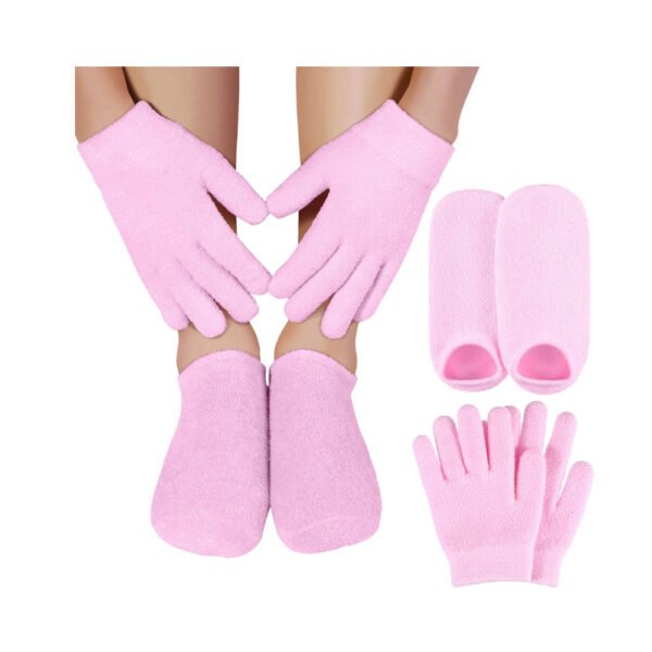 Moisturizing Gel Socks Gloves Set Hands Feet Skin Whitening Care Beauty Spa Treatment Hydrating Cool Soft Cotton Heel Booties Socks for Dry Hard Cracked Skin