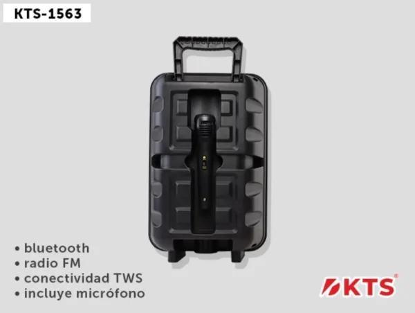 Wireless Portable Smart TWS Bluetooth Speaker - 8 inch Speaker with Wired Microphone KTS-1563 - Image 2