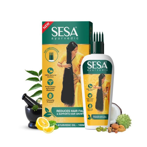 Sesa Ayurvedic Hair Oil 5000 Year Old Kshir Pak Vidhi, Bhringraj & 17 Rare Herbs With 5 Nourishing Oils All Hair Types No Mineral Oil 100 ml